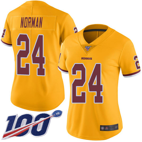 Washington Redskins Limited Gold Women Josh Norman Jersey NFL Football #24 100th Season Rush Vapor->youth nfl jersey->Youth Jersey